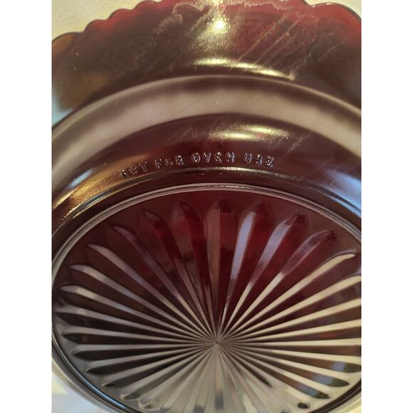 Avon 1876 Cape Cod Ruby Red Pie Plate 11" Fostoria Vintage Pressed Glass USA - Picture 5 of 6